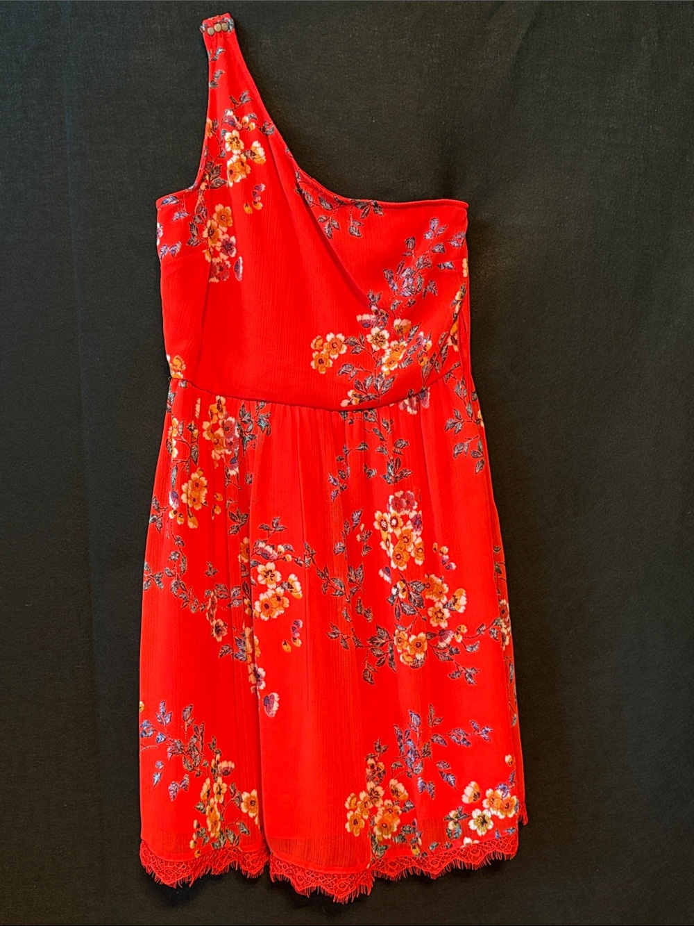 Xhilaration Red One-Shoulder Floral Mini Dress
